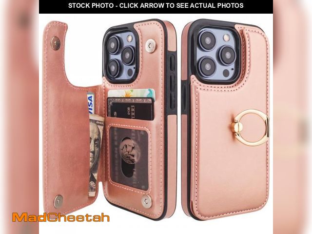 Lot 74-12440459 - ONETOP for iPhone 15 Pro Wallet Case with Card Holder, 360ÃÂ° Rotation Ring Kickstand RFID Blocking...
