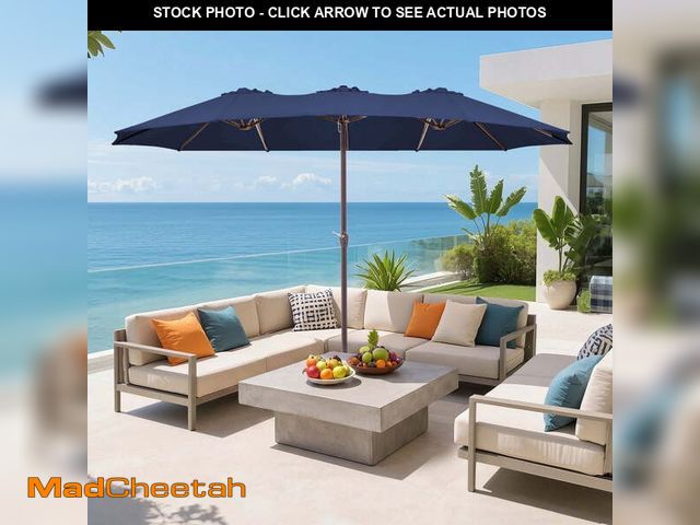 Lot 74-14372024 - FUNDAZE 15ft Double-Sided Patio Umbrella Large Outdoor Cantilever Umbrella with Crank, Rectangular S...