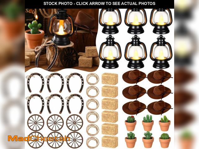 Lot 74-14267025 - Ferraycle 48 Pcs Cowboy Party Decoration Western Theme Party Centerpiece Mini Cowboy Hats Lantern wi...