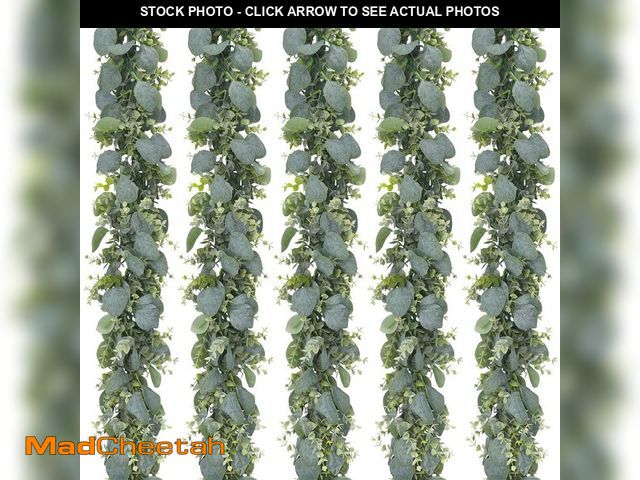 Lot 74-12699331 - CEWOR 5pcs 5.5ft Artificial Eucalyptus Garland Fake Silver Dollar Eucalyptus Greenery Garland Vines ...