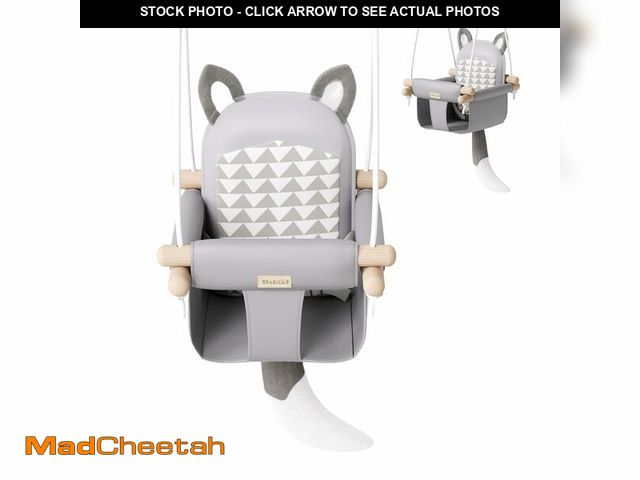 Lot 74-14215303 - Wooden Hanging Baby Swing with Soft Safety Belt, Cozy Infant Swing Seat for Indoor &amp; Outdoor Use...