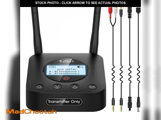 Lot 74-12212119 - 1Mii B06TX+ Long Range Bluetooth 5.2 Transmitter for TV/PC/Projector to 2 Wireless Headphones/Speake...