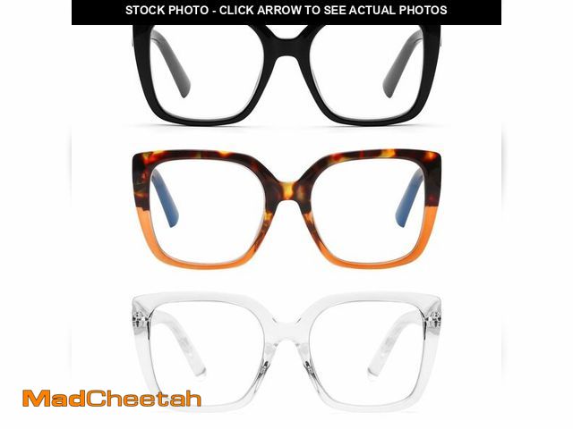 Lot 74-12700040 - DOOViC 3 Pack Oversized Reading Glasses for Women Blue Light Blocking Square Stylish Computer Reader...