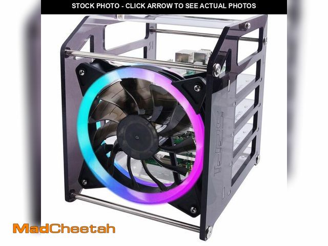 Lot 74-13543357 - GeeekPi Cluster Case for Raspberry Pi, Pi Rack Case Stackable Case with Cooling Fan 120mm RGB LED 5V...