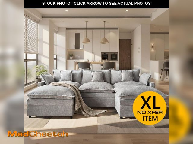 Lot 74-14306049 - Allwex YC 107 in. Wide Arm 3-Piece Modern Chenille U-Shape Modular Sectional Sofa in Dark Gray with ...
