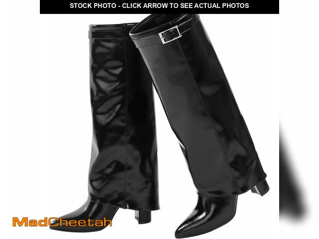 Lot 74-13696254 - Ankis Fold Over Knee High Boots for Women Chunky Heels Pointed toe with Side Zipper Long Tall Boots,...