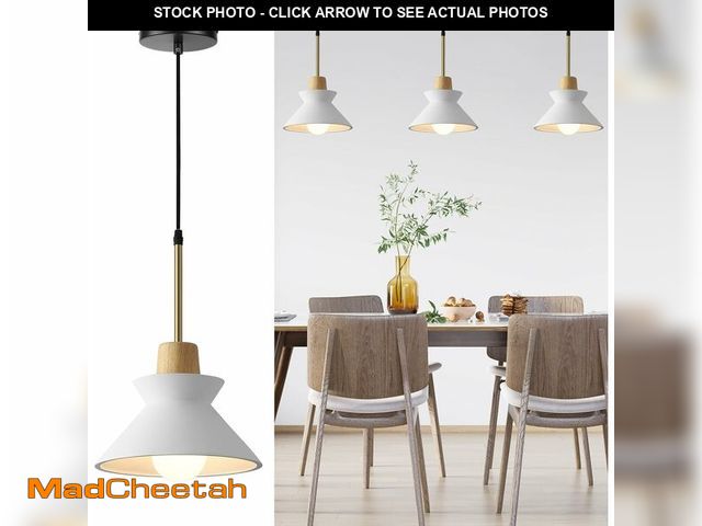 Lot 74-12719747 - Fivemengo 9.4in Concrete Pendant Light 3 Pack, Small White Kitchen Island Lighting Hanging Lamp Ceme...