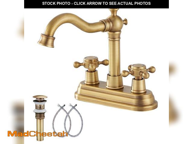 Lot 74-12709696 - Bathroom Faucet Antique Brass GGStudy 2 Handles 4 Inches Centerset Bathroom Vanity with Drain Assemb...