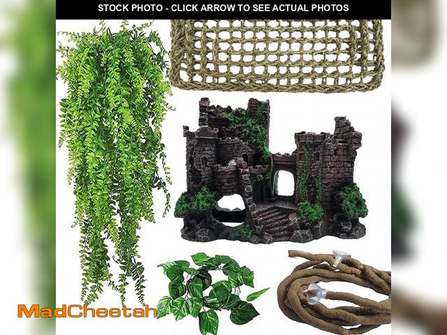 Lot 74-12118586 - MUYG 5 PCS Tank Accessories for Bearded Dragon Include Resin Classical Castle Reptile Climb Habitat ...