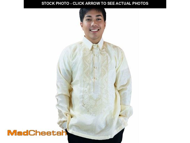 Lot 74-14426955 - Handmade Kapamilya Men's Barong Tagalog, Ivory White Organza (XL) - UNUSED