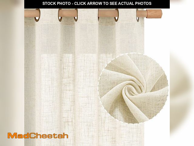 Lot 74-13962423 - LAMIT Sheer Linen Curtains for Living Room 95 inch Long 2 Panels, Light Filtering Natural Curtains B...