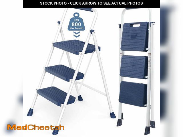 Lot 74-13816221 - CONCETTA 3 Step Ladder, Folding Step Stool with Anti-Slip Pedal, Lightweight Portable Ladder for Hom...