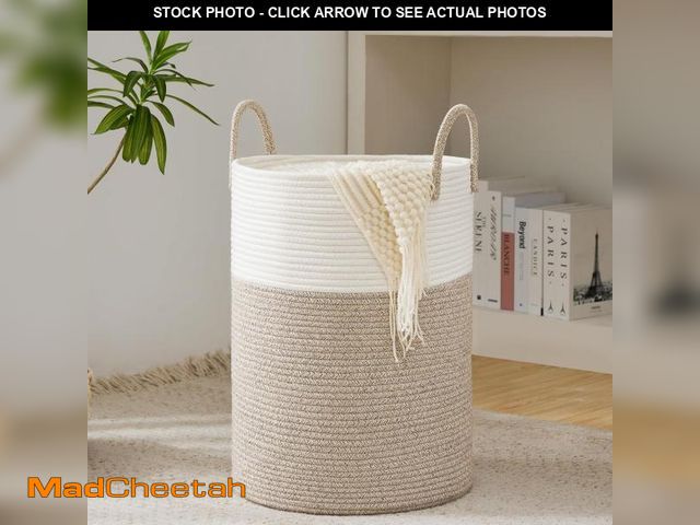 Lot 74-11548443 - Cotton Rope Laundry Basket by YOUDENOVA, 72L Woven Collapsible Laundry Hamper, Clothes Hamper with R...