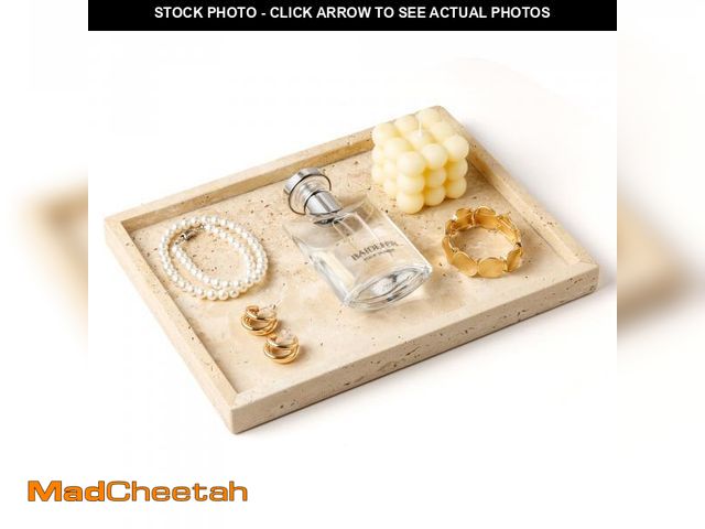 Lot 74-12123274 - WORHE Vanity Tray Italy Travertine Stone for Jewelry, Perfume, Makeup, Candle Large Natural Marble D...