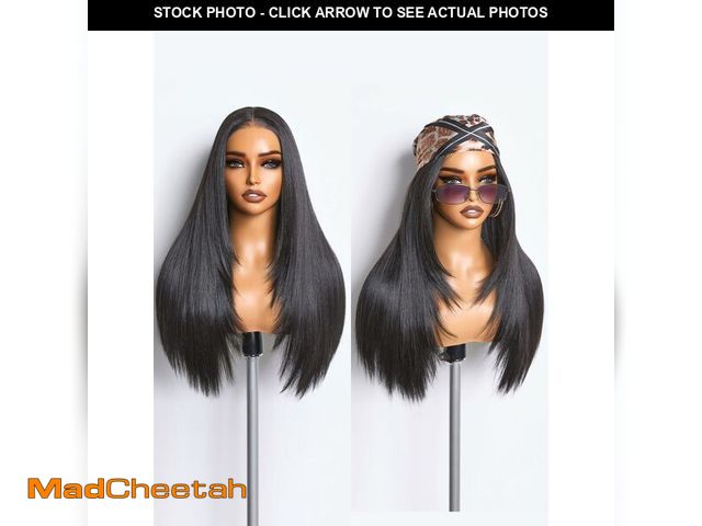 Lot 74-14209185 - GORGIUS Black Straight Layered Wig Pre Cut HD Lace Glueless Wig Middle Part Blowout Long Hair Style ...