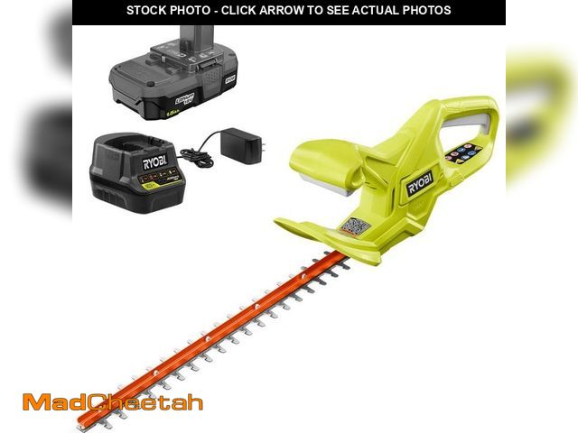 Lot 74-12784200 - *DIRTY/SCRATCHED* RYOBI ONE+ 18V 18 in. Cordless Battery Hedge Trimmer with 1.5 Ah Battery and Charg...