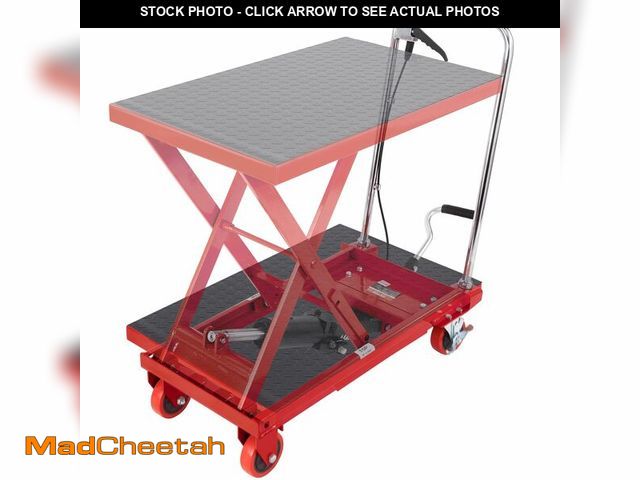 Lot 74-12694433 - VEVOR Hydraulic Lift Table Cart, 500lbs Capacity 28.5" Lifting Height, Manual Single Scissor Lift Ta...