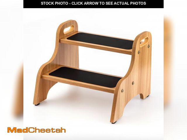 Lot 74-12491035 - StrongTek Wooden Two Step Stool with Non-Slip Surface and Handles 350 lbs Capacity - USED