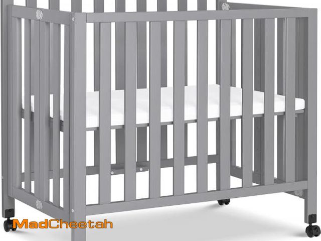 Lot 74-12096043 - DaVinci Dylan Folding Portable 3-in-1 Convertible Mini Crib and Twin Bed in Grey, Greenguard Gold Ce...