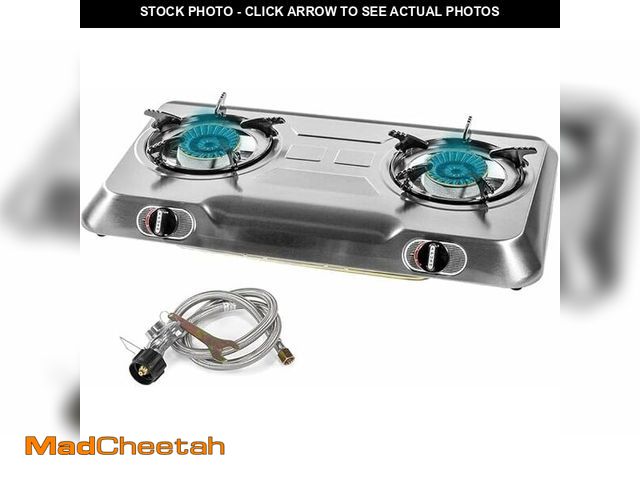 Lot 74-12857554 - XtremepowerUS 25,516BTU Double Burner Stove Auto Ignition Cooktop Outdoor LPG Propane Camping 2 Stov...