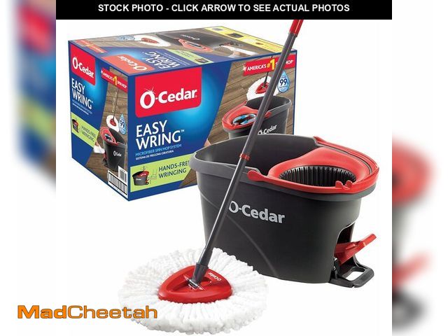 Lot 74-13710255 - O-Cedar EasyWring Microfiber Spin Mop, Bucket Floor Cleaning System, Red, Gray, Standard - USED