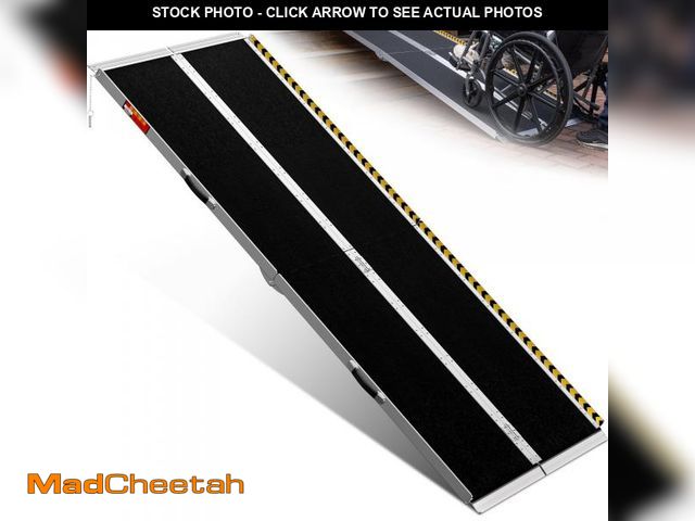 Lot 74-12098889 - VNN Portable Wheelchair Ramp 8FT, Seamless Non-Slip Aluminum Folding Handicap Ramp, Door Threshold W...