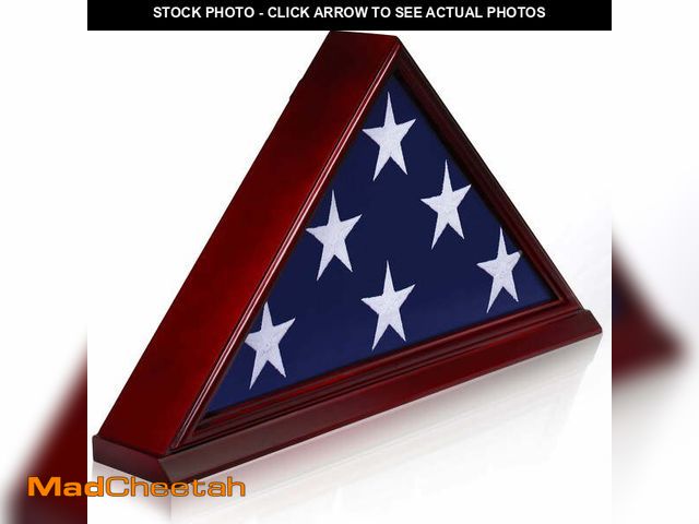 Lot 74-12831404 - Anley Solid Wood Memorial Flag Display Case with Base - Real Glass Front - Wall Mounted Burial Flag ...