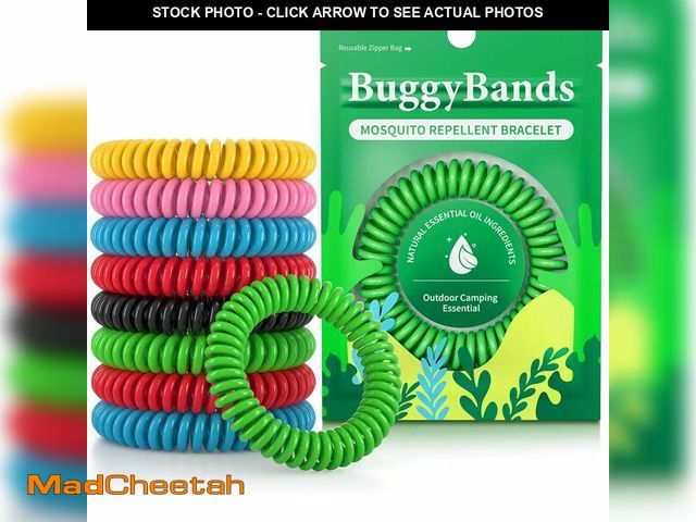 Lot 74-14145623 - BuggyBands 30 Pack Mosquito Repellent Bracelets, DEET-Free Waterproof Bands, Individually Wrapped - ...