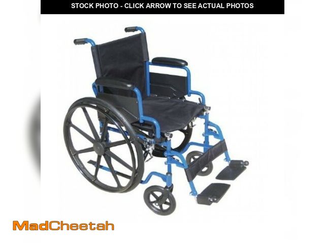 Lot 74-12570552 - Drive Medical Blue Streak Wheelchair Swing Away Footrests 18" Seat - UNUSED