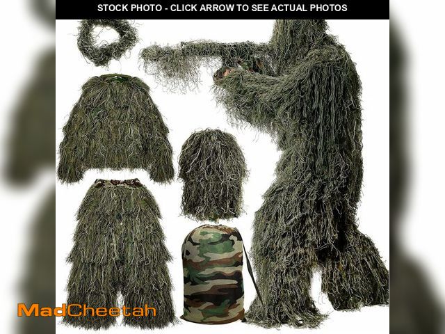 Lot 74-13710183 - MOPHOTO 5 in 1 Ghillie Suit 3D Camouflage Hunting Suits - Jacket, Pants, Hood, Carry Bag for Adults ...