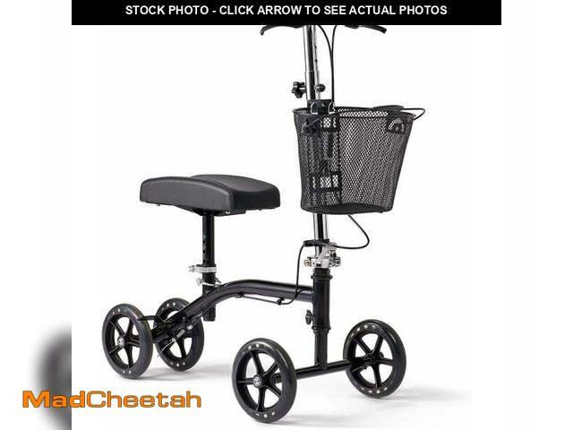Lot 74-14279305 - Medline Steerable Knee Walker, Large 8" Wheels, Adjustable Height and Storage Bag, Supports up to 30...
