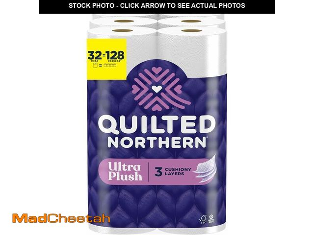 Lot 74-13042361 - Quilted Northern Ultra Plush Toilet Paper, 32 Mega Rolls = 128 Regular Rolls, 3X Thicker*, 3 Ply Sof...