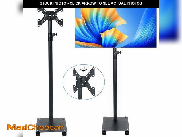 Lot 74-14309893 - Qunbio Mobile Floor TV Stand for 12-42 inch TVs, Height Adjustable Rolling TV Stand with Wheels - UN...