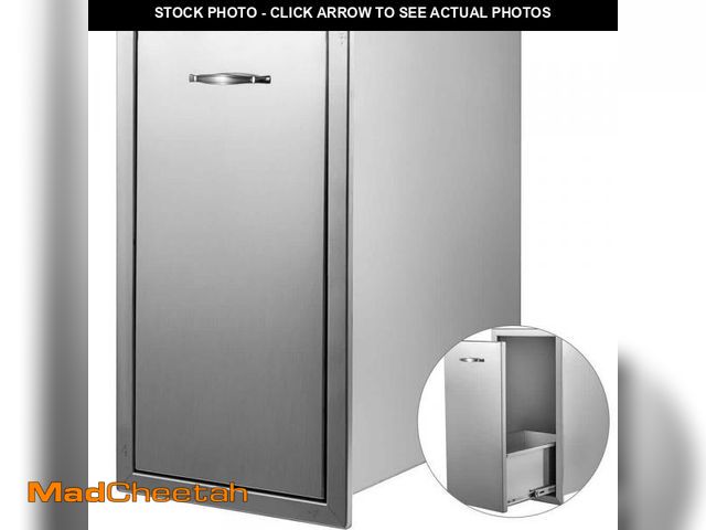 Lot 74-12518059 - VEVOR 13.6 in. W x 26 in. H x 19.3 in. D Lower Sliding Rails Stainless Steel Outdoor Kitchen Trash D...