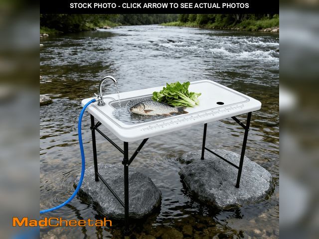 Lot 74-13817271 - Valley Sportsman Portable Fish Filet Table with Sink and Faucet, Foldable Outdoor Cleaning Prep Tabl...