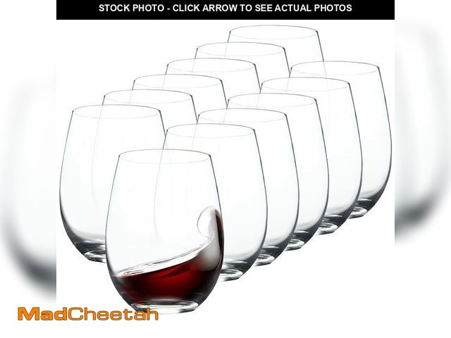 Lot 74-14147204 - FAWLES Stemless Wine Glasses Set of 12, 15 Ounce Smooth Rim Standard Wine Glass Tumbler for Red, Whi...