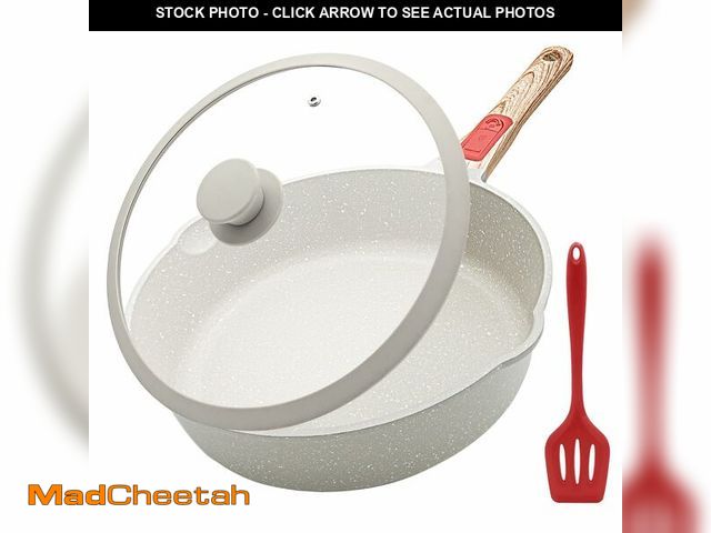 Lot 74-14264232 - AIKENBBKK 12 Inch Nonstick Deep Frying Pan Skillet with Lid, 5 QT Saute Pan, Non Stick Frying Pans, ...