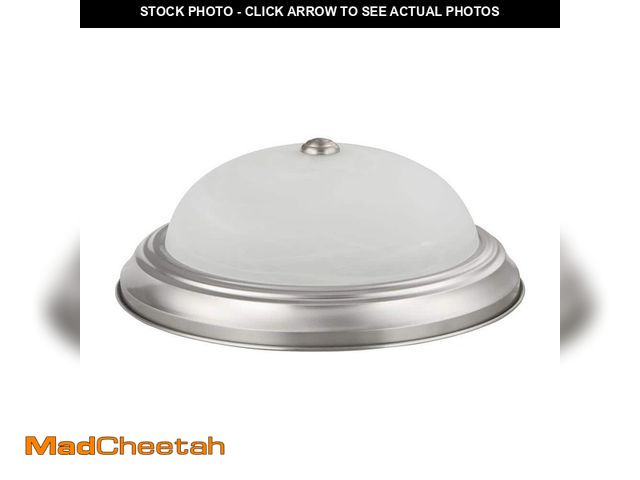 Lot 74-13054299 - Unbranded 15 in. 3-Light Brushed Nickel Flush Mount with White Alabaster Glass - UNUSED