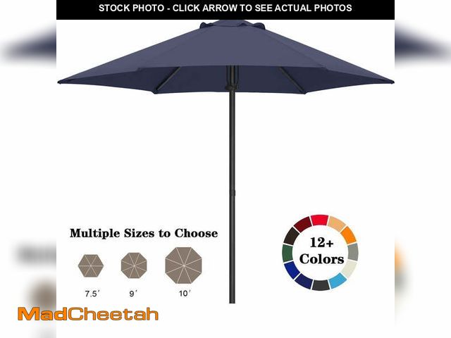 Lot 74-12550014 - ABCCANOPY 7.5ft Outdoor Market Hand Push Patio Umbrella,12+Colors, Navy Blue - UNUSED