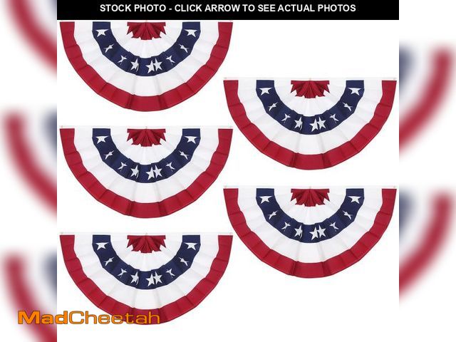 Lot 74-12302565 - 3X6FT 4th of July Decorations, American Flag Bunting Patriotic Decorations, Large Size USA Pleated H...