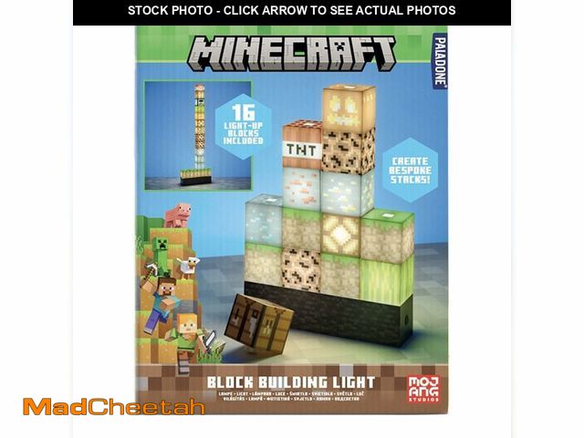 Lot 74-12715776 - Paladone Minecraft Building Block Night Light Ã¢â¬â Officially Licensed LED Lamp for BoysÃ¢â¬â¢...
