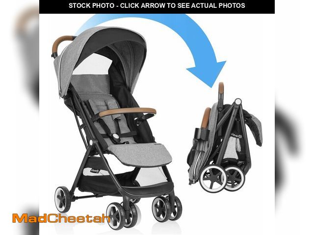 Lot 74-13011105 - Evenflo Travel Stroller, Self-Folding, Lightweight, Fits Baby Car Seat, Gold Otto, Moonstone - USED