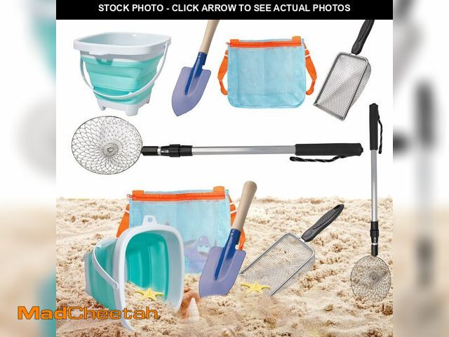 Lot 74-13628457 - Olutacot 10 Pack Beach Toys Set Adjustable Extra Long Sand Sifter Mesh Shovel Mesh Beach Bag for Kid...
