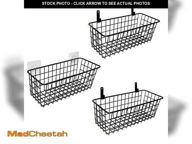 Lot 74-12713412 - Joben Oligey 3 Set Hanging Wire Baskets ,Wall Mount Fruit Basket,No Drilling,Adhesive Small Metal Ba...