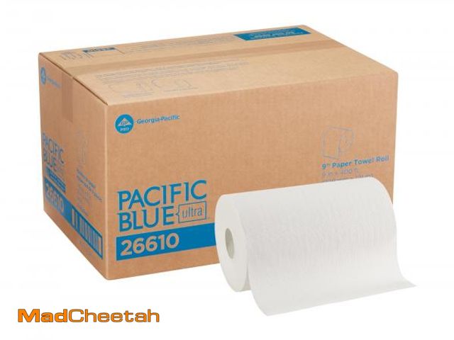 Lot 74-12395234 - Georgia-Pacific, Pacific Blue Ultra, 9" Paper Towel Rolls (26610), White, 6 Rolls per Case, 400' per...