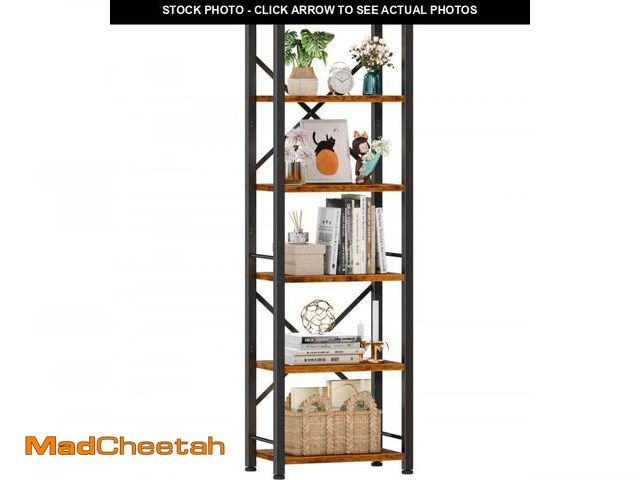 Lot 74-12436304 - Furologee 6 Tier Tall Bookshelf, Industrial Narrow Bookcase, Display Standing Shelf Units, Metal and...
