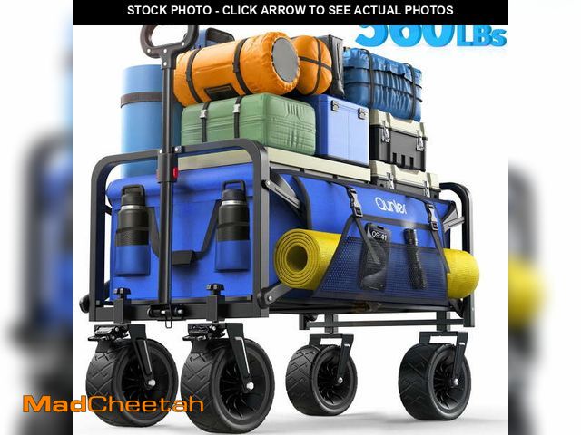 Lot 74-14354402 - Qunler 560lbs Collapsible Folding Wagon, Heavy Duty Utility Beach Cart with 8" Wheels and Side Pocke...