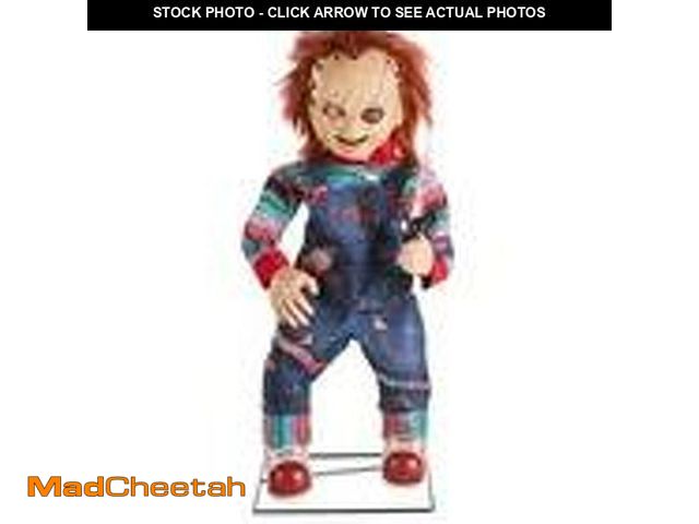 Lot 74-12892594 - 3.5 ft. Animated LED Scarred Chucky Doll Halloween Animatronic Scary Prop - UNUSED