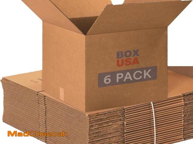 Lot 74-12396463 - BOX USA Moving Boxes Large 20"L x 20"W x 15"H, 6-Pack | Corrugated Cardboard Box for Packing, Shippi...