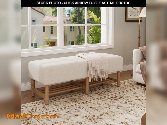 Lot 74-12663226 - CHRISTOPHER KNIGHT HOME Gavric Modern Beige Linen Fabric Upholstered Rectangle Storage Ottoman Bench...